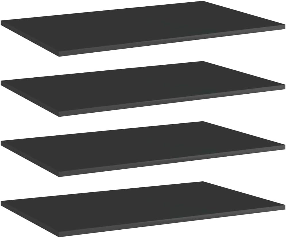 FAMIROSA 4PCS Bookshelf Boards Book Storage Shelf Replacement Panel Display, High Gloss Gray 23.6"x3.9"x0.6" Engineered Wood