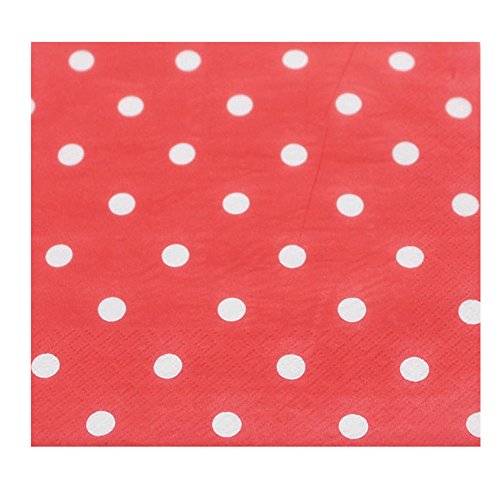 Youmewell Disposable Paper Napkins Red Polka Dot Napkins 60 Count