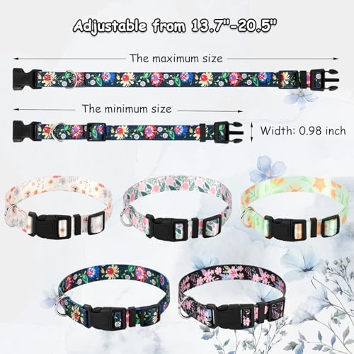 Image of 5 Pack Goat Collars with Bells, Horse Sheep Grazing Copper Bells and Adjustable Nylon Collar Set Pet Anti-Lost Loud Bronze Bell for Small Farm Animal Sheep Goat Cow Accessories(Floral)