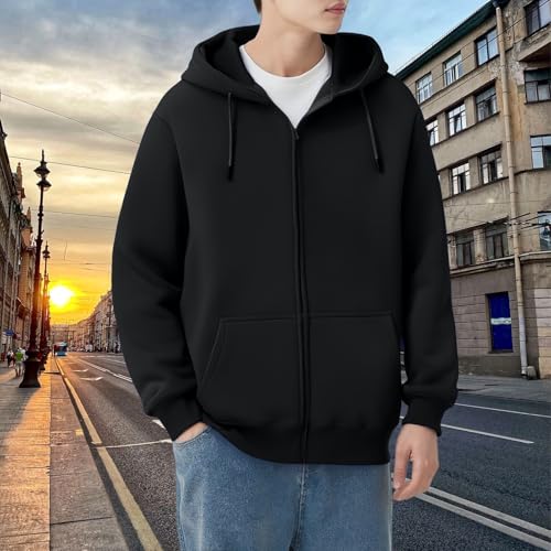 Zip Up Hoodies for Men Heavyweight Fleece Lined Thick Hooded Sweatshirts Big and Tall Winter Warm Coats Outerwear2