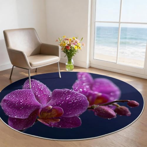 Tapis fleur d'orchidée violette antidérapant et lavable en machine