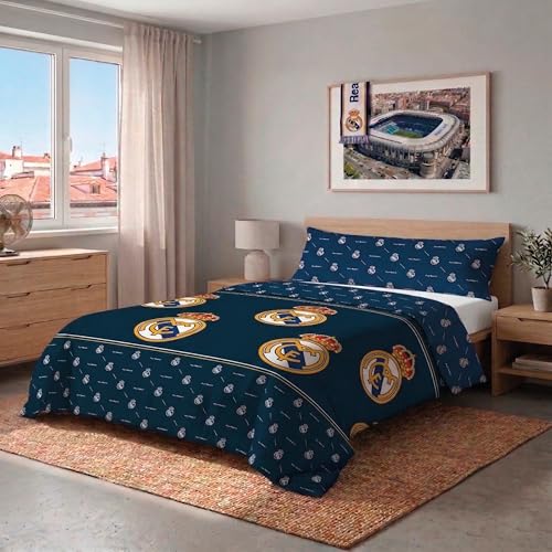 Real Madrid CF Funda Nórdica 2 Piezas Modelo 1 Azul Marino Cama 90 cm