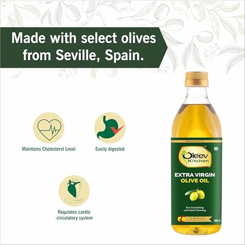 Image of Oleev, Extra Virgin Olive Oil, for Garnishing & Salad Dressing, PET, 500ML