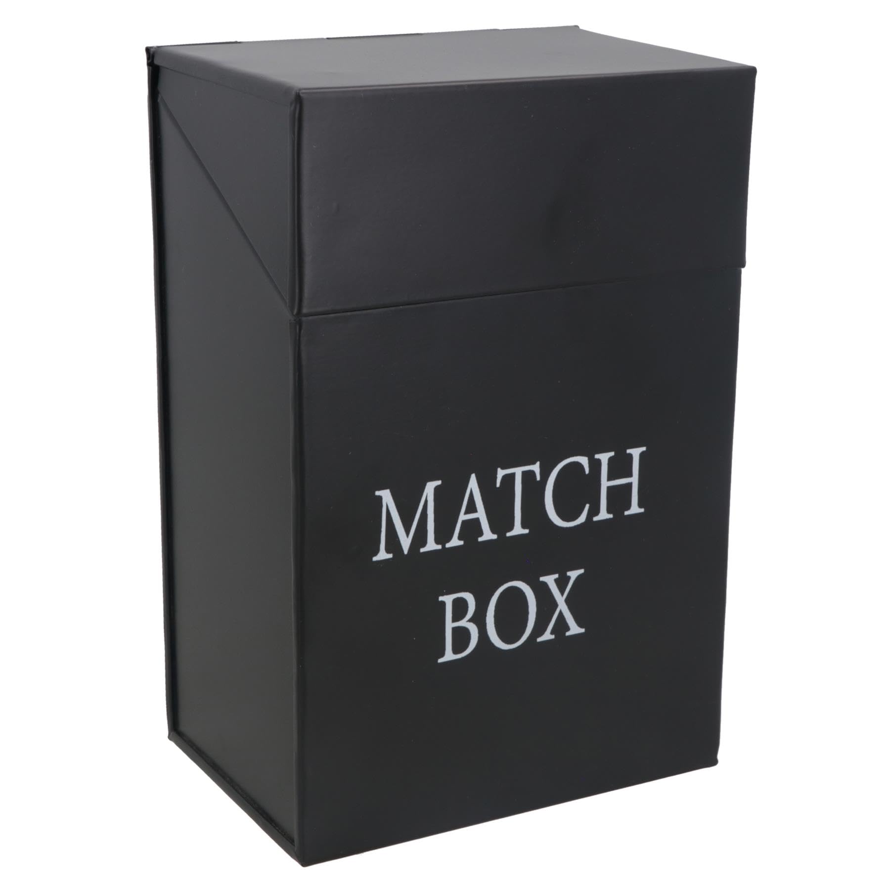 AB Tools Boîte de rangement en métal pour allumettes avec couvercle rabattable Noir