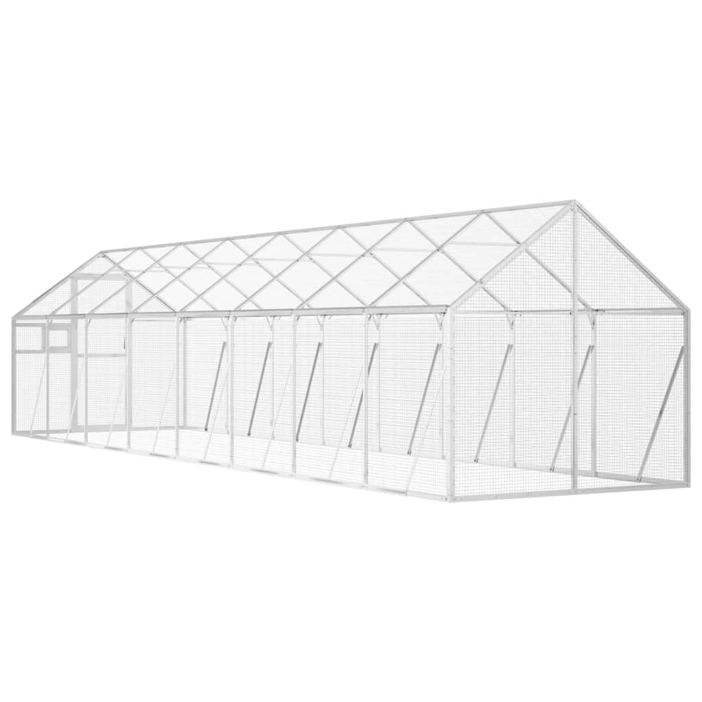 Voliere Silbern 1,79x8x1,85 m Aluminium,Tier- & Haustierbedarf,Haustierbedarf,Vogelbedarf,Vogelkäfige & -ständer,Silber,59.44 kg-3155799