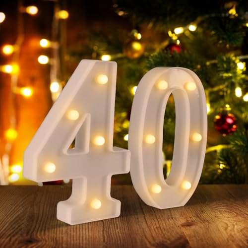 40th Birthday Decorations Woman Man Marquee Numbers for 40th Wedding Anniversary Decorations Light up Numbers 40 Sign for Party Backdrop Wall Decor 40 Birthday Centerpieces Table Decoration