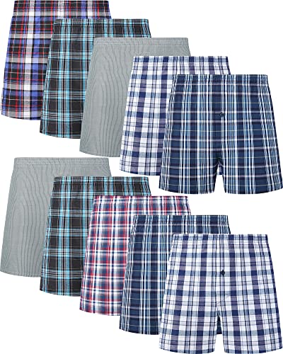 JupiterSecret Boxershorts för män i bomull, kalsonger i 6-pack och 10-pack, stora amerikanska boxershorts (storlekarna: S-6XL), 10-pack, L