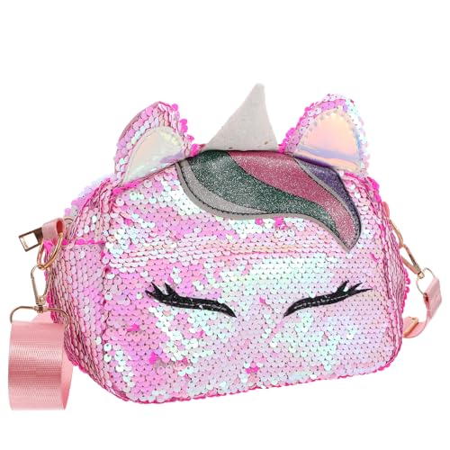 VALICLUD Frauen Mädchen Einhorn Pailletten Tasche Glitzer Crossbody Geldbörse Umhängetasche für Kinder Kleine Mädchen