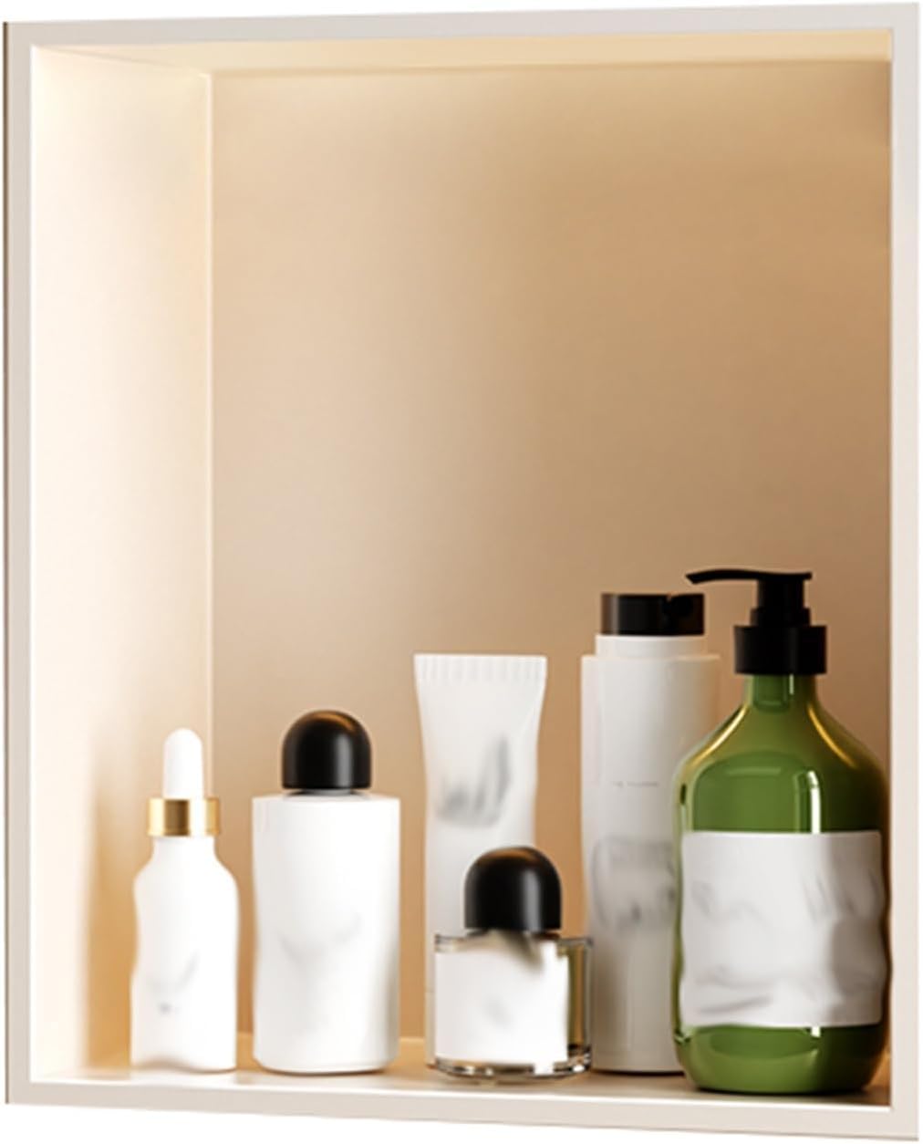 MYUYEE Stainless Steel Niche,No Tiles Required Niches With Shelves Bathroom Storage Niches Recessed Shower Shelf (White 32X32Cm)