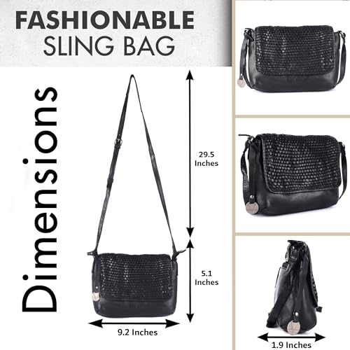 Genuine Leather Crossbody Sling Bags for Women, Bags for Women Trendy Casual Office Bag with Adjustable Strap3