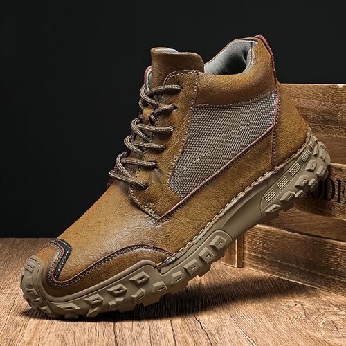 Non Slip Chukka Boots for Men - Casual Lightweight Hiking Ankle Boots Lace Up Leather2