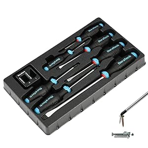 DURATECH 8-Piece Magnetic Screwdriver Set, 3 Phillips and 4 Slotted Tip S2 Alloy Steel Screwdriver Set, 1 pc Magnetizer Demagnetizer, Storage Tray Included