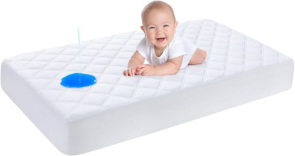 Yoofoss Waterproof Cot Bed Mattress Protector 120 x 60 cm Breathable Toddler Bed Mattress Protector Comfortable Noiseless White - 1