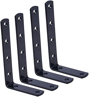 Uonlytech 4pcs Black Metal Shelves Black Shelves L Brackets Heavy Duty Decorative Shelf Brackets Floating Shelf Hardware Metal Shelf Brackets Corner Brace Shelf L Type Bracket L Type Shelf