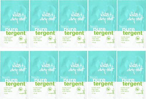 Puretergent - Fresh Laundry Liquid with Eucalyptus, Whites & Dirty Stuff (1oz Travel Size), Pack of 10