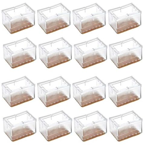 Chair Leg Caps, WarmHut 16pcs Transparent Clear Silicone Table Furniture Leg Feet Tips Covers Wood Floor Protectors, Felt Pads, Prevent Scratches, (Rectangle) Cover