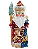 Alexandra Int'l Wooden Hand Carved Painted Russian Santa Claus Figurine Father Frost 6 3/4 Inch