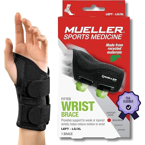 Mueller Fitted Wrist Brace Left Green Black Large X-Large