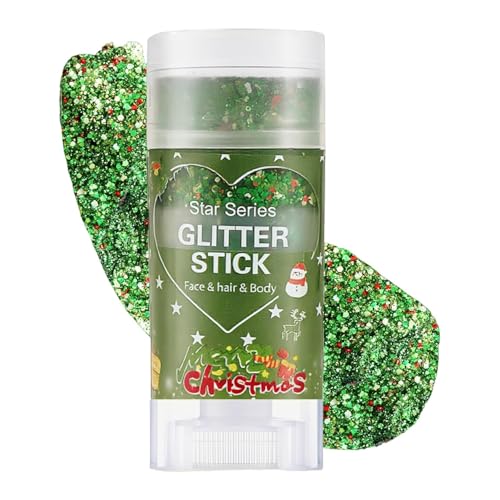 Mexico Body Glitter Stick,Green Red Face Paint Hair Glitter Makeup for Women,Waterproof Soccer World Cup Hair Glitter,Singer Concert Festival Rave Chunky Glitter Hair Accessories