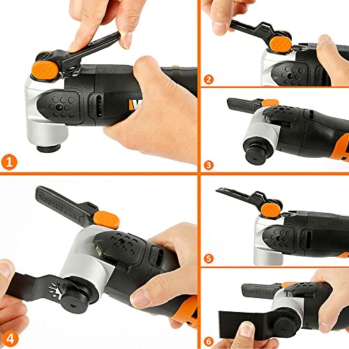 5 Wood Oscillating Tool Saw Blades, Professional Universal Multitool Blades Kit, 1-3/8-Inch Multitool Quick Release Blades Compatible With Dewalt Dremel Porter Cable Fein Worx Makita #TOP6