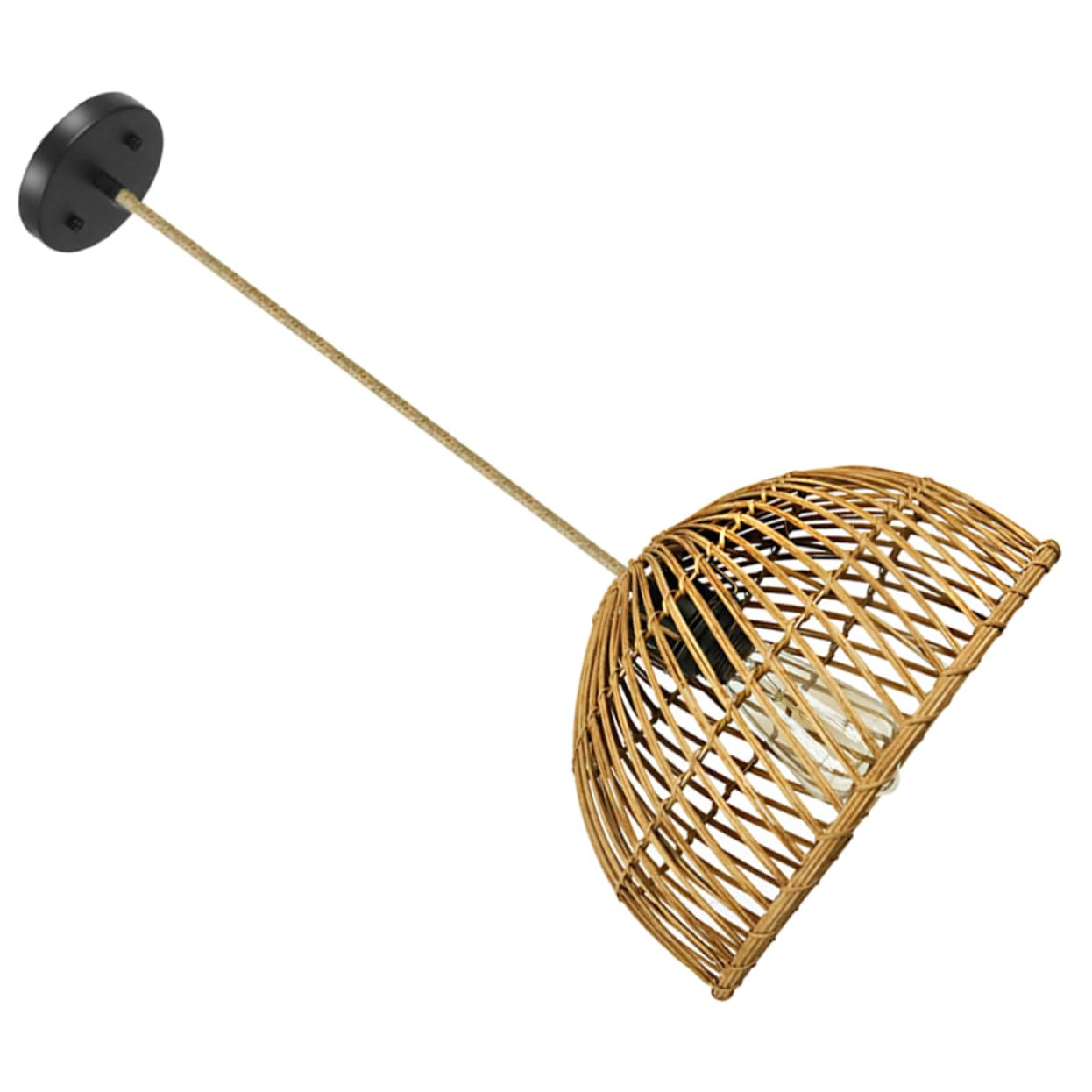 Luminaire suspendu naturel rotin tressé E26 pour éclairage la cuisine salle de bain 85-265v Hemobllo - 8