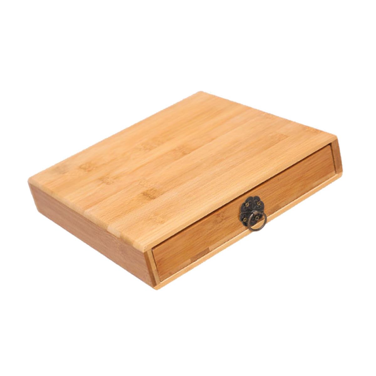 Cofanetto in Bambù per Conservazione Tè con Cassetto e Anello, Scatola Riutilizzabile Raffinata e Resistente, Organizer Compatto per Confezione Unica