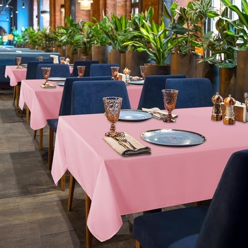 Image of sancua 6 Pack Pink Tablecloth 60 x 102 Inch, Rectangle Table Cloth for 6 Feet Tables - Stain and Wrinkle Resistant Washable Polyester Table Cover for Dining Tables, Valentines Parties