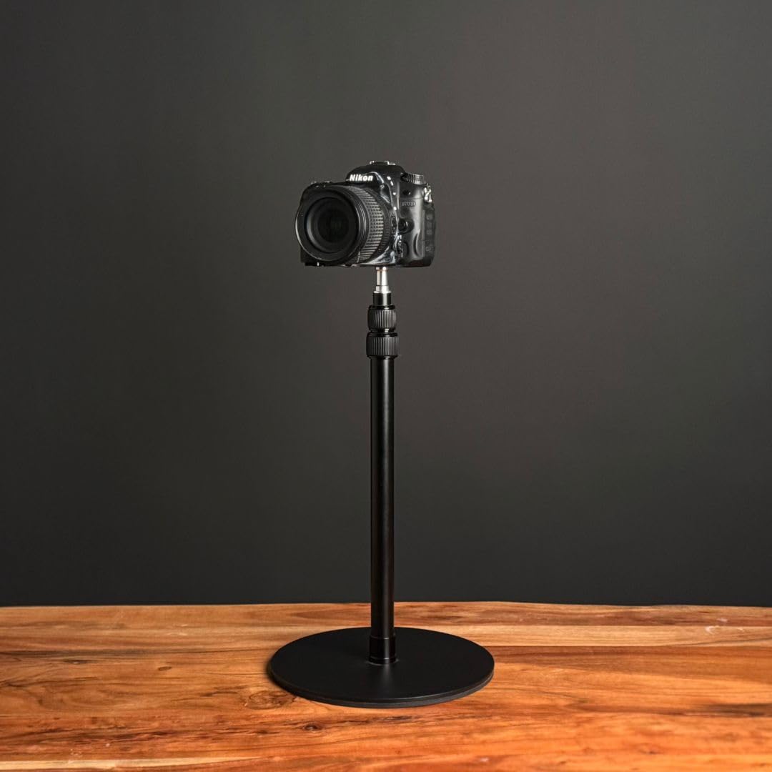 MOJOGEAR Schwerlast-Tischstativ mit extra schwerem Standfuß - 42-100 cm Höhenverstellbar, Tischstativ für Kamera, Mikrofon, Ringleuchte, Smartphone & Tablet, Metall mit 1/4 & 3/8 Zoll Anschluss