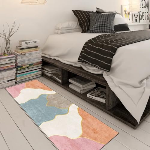 Alfombra antideslizante lavable de pasillo con diseño abstracto multicolor de 50x300 cm 3