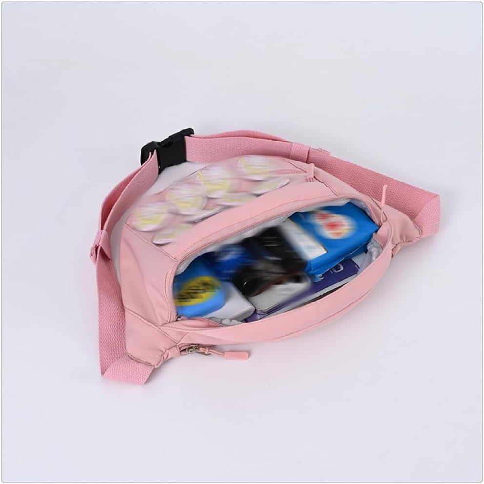 Kawaii Fanny pack ITA Bag Pins Display Aesthetic Backpack Y2K Cute Small cosmetic bag Window Purse with Accessories (pink)