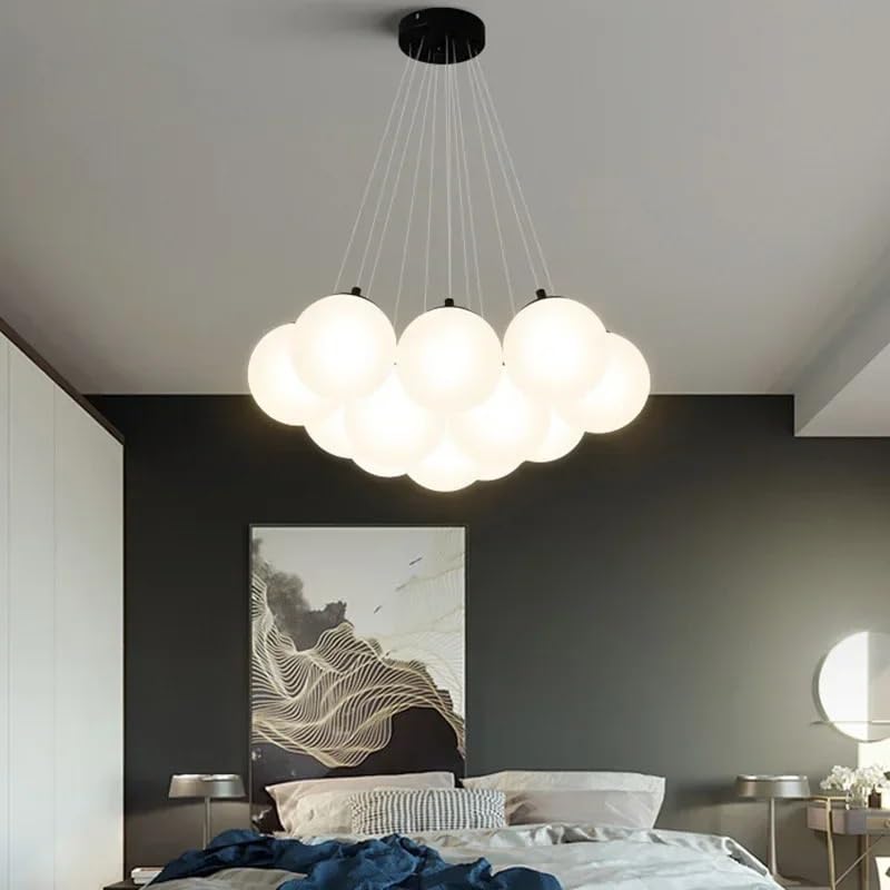 Lustre de plafond en verre nordique 12 lampes suspendues salon