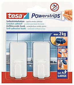 Tesa Powerstrips Classic Removable Self-Adhesive Hooks - White