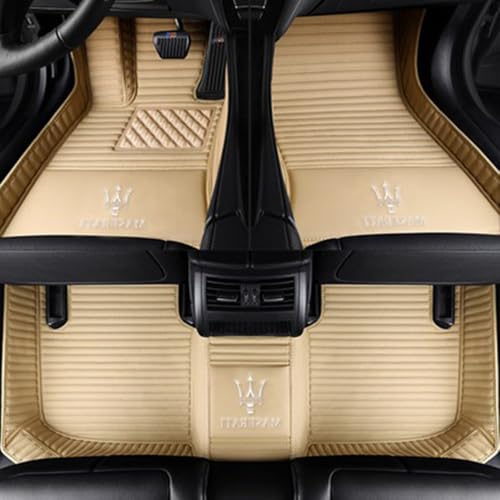 けカスタムカーフロアマット 適合マセラティ クアトロポルテ VI (M156) トロフェオ/GTS/GT/S/SQ4/モデナ Q4 2013-2025 フルカバー カーフロアライナー カーペット保護マット 通気性 滑り止め 内装アクセサリー,Beige [