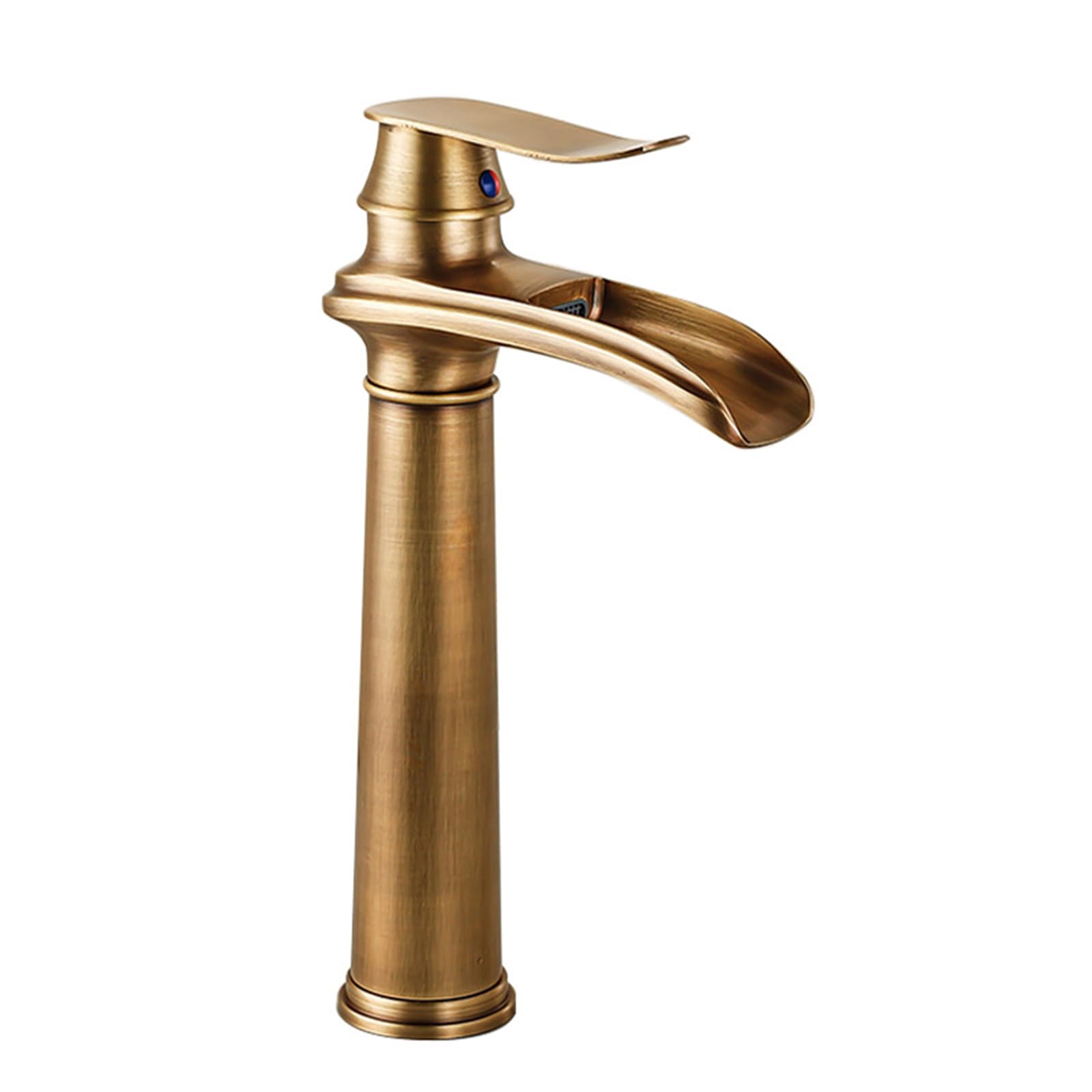 HCFYAUIS Tall Bathroom Tap Waterfall, Single Handle Hot and Cold Countertop Basin Tap for Single Hole Sink,Antique