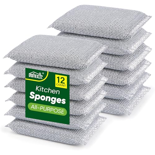 Image of HOMEXCEL All-Purpose Sponge Pads 12PK, Non-Scratch Dish Sponges Safe for Non-Stick Cookware, Pots & Pans, Ideal Cleaning Dish Scrubber Pads for Kitchen, Bathroom and Household
