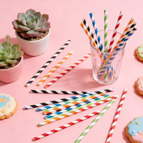 300 pitillos de papel multicolor 19.7 cm para fiestas miniatura 3