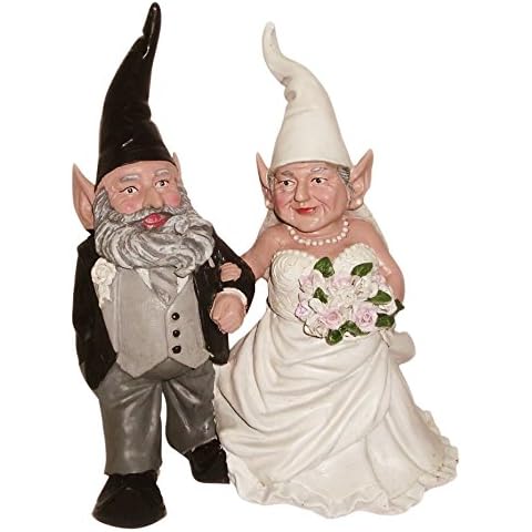 Nowaday Gnomes - Bride & Groom Wedding Gnome Married Couple Home & Garden Gnome Collectible Statue 14" H Cover