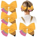 TOKUFAGU Fermagli per capelli, per il rientro a scuola, con fiocchi per capelli, dipinti a mano, colore giallo, per scolaretta, per bambini, dalla scuola materna alla quinta elementare (6 pezzi giallo