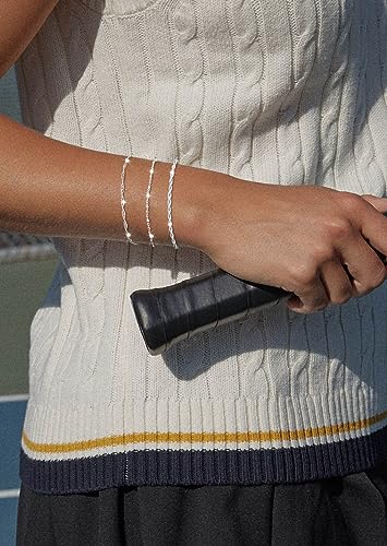 image for DEARMAY Dainty Silver Bracelets for Women Trendy, 925 Sterling Silver 