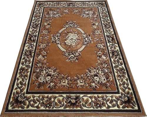 Image of Soft Premium Gold Carpet 6x8 ft - Washable, Anti-Skid, Fade-Resistant Acrylic Rug for Living Room, Hall, Bedroom, Modern Decor