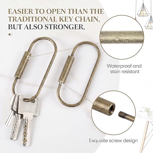 Image of WILLBOND Brass Carabiner Key Ring Locking Screw Carabiner Clips Round Key Rings Keychain Kit for Handbags Purse Bag Charm