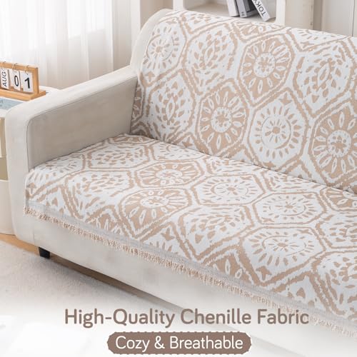 Image of HOKIPO Serene Abode Sofa Cover 3 Seater, 180x175 cm, Boho Floral Tile