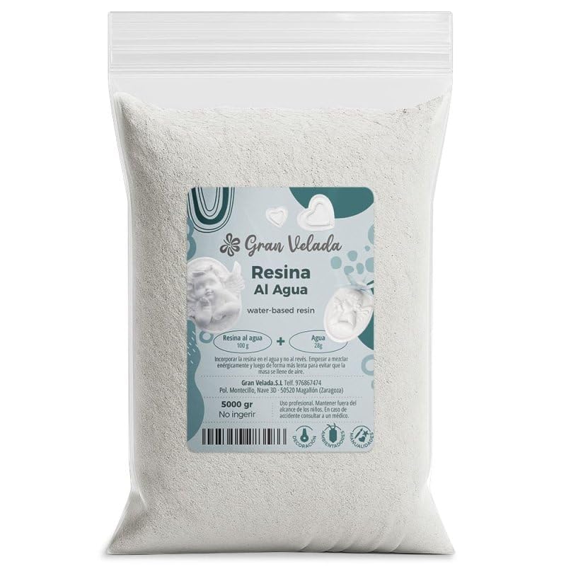 Gran Velada - Resina all'acqua in polvere da 5 kg | Resine per fare figurine, deodoranti e artigianato | Bianco, resistente e non tossico | Ideale per stampi in silicone
