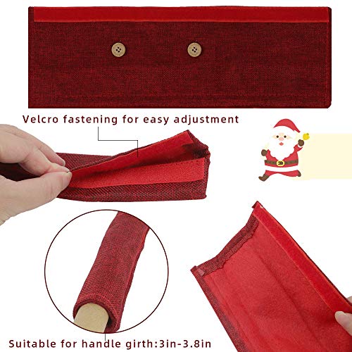 VIPITH 8 Packs Christmas Refrigerator Door Handle Covers, Santa Snowman Elk Kitchen Appliance Handle Covers for Fridge Microwave Oven Dishwasher Door Handle Protector Christmas Decoration