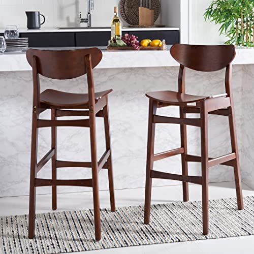SAFAVIEH-Home-Collection-Thaxton-Mid-Century-Farmhouse-Walnut-30-inch-Bar-Stool-Set-of-2 SAFAVIEH Home Collection Thaxton Mid Century Farmhouse Walnut 30 inch Bar Stool Set of 2