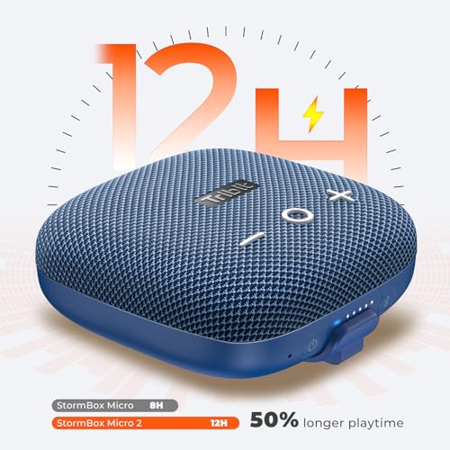 Image of Tribit StormBox Micro 2 Portable Speaker: 90dB Loud Sound Deep Bass IP67 Waterproof Small Speaker Built-in Strap, 12H Playtime Long Battery 120ft for Outdoor Camping Biking (Blue)