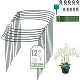 12 Stück Pflanzenstütz pfahl, Garten Blumenstütze Strauchstütze Metall Garden Halbrund Stützring käfighalter Rankhilfe Klettergitter für Tomaten Gemüse Blumen Pflanzenanbau Grenzstütze(25 * 40cm)