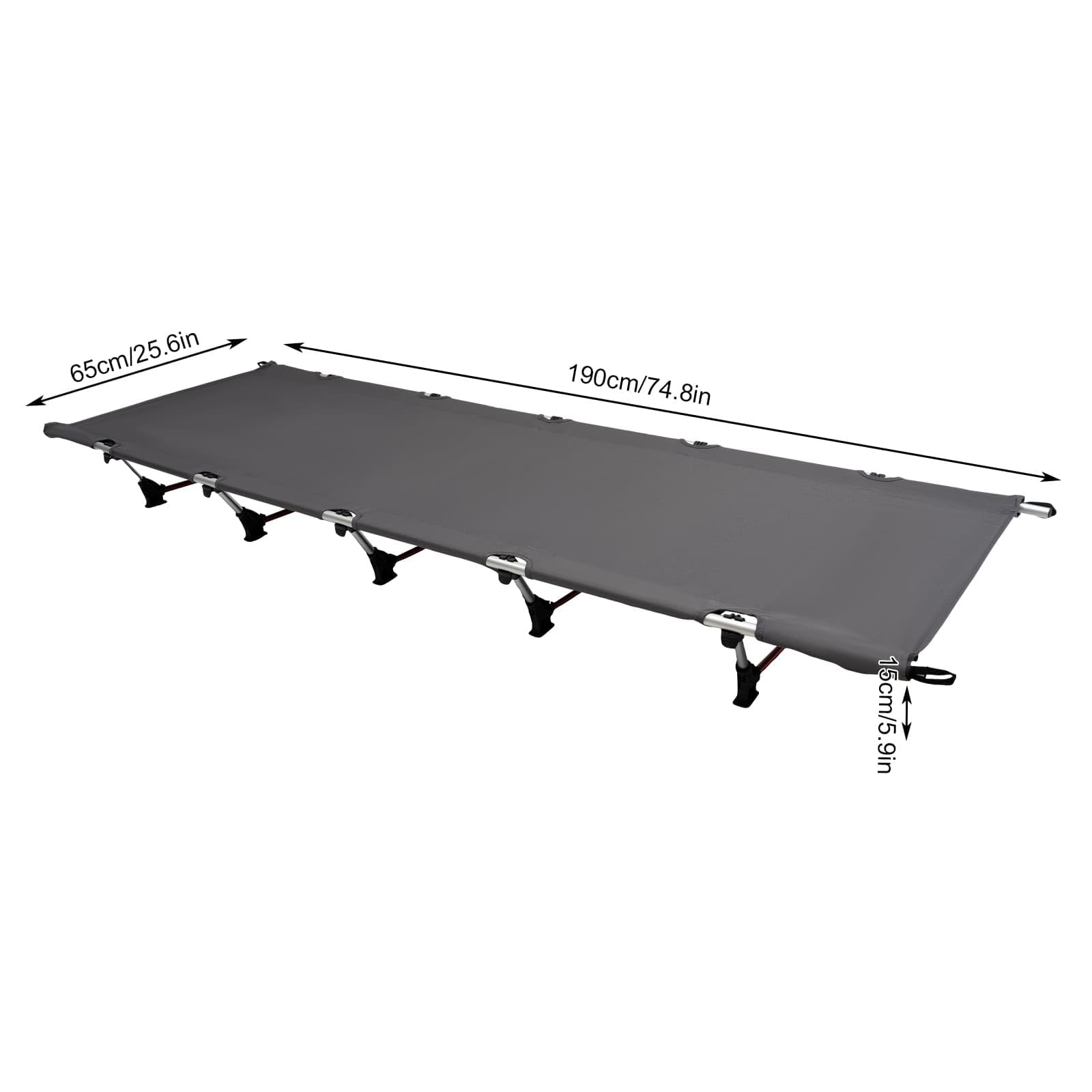 Ultralekkie, składane łóżko kempingowe, 65 x 190 cm, nośność 150 kg, z torbą do noszenia, na kemping, piknik, wędrówki, podróże