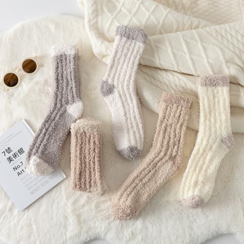 Image of Pleneal Fuzzy Socks for Women, Winter Womens Warm Cozy Fluffy Slipper Socks