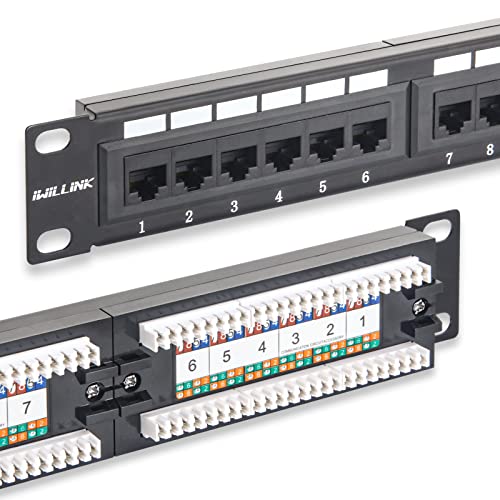 image for Iwillink 24 Port Patch Panel, Cat6 Patch Panel, RJ45 Keystone Network 